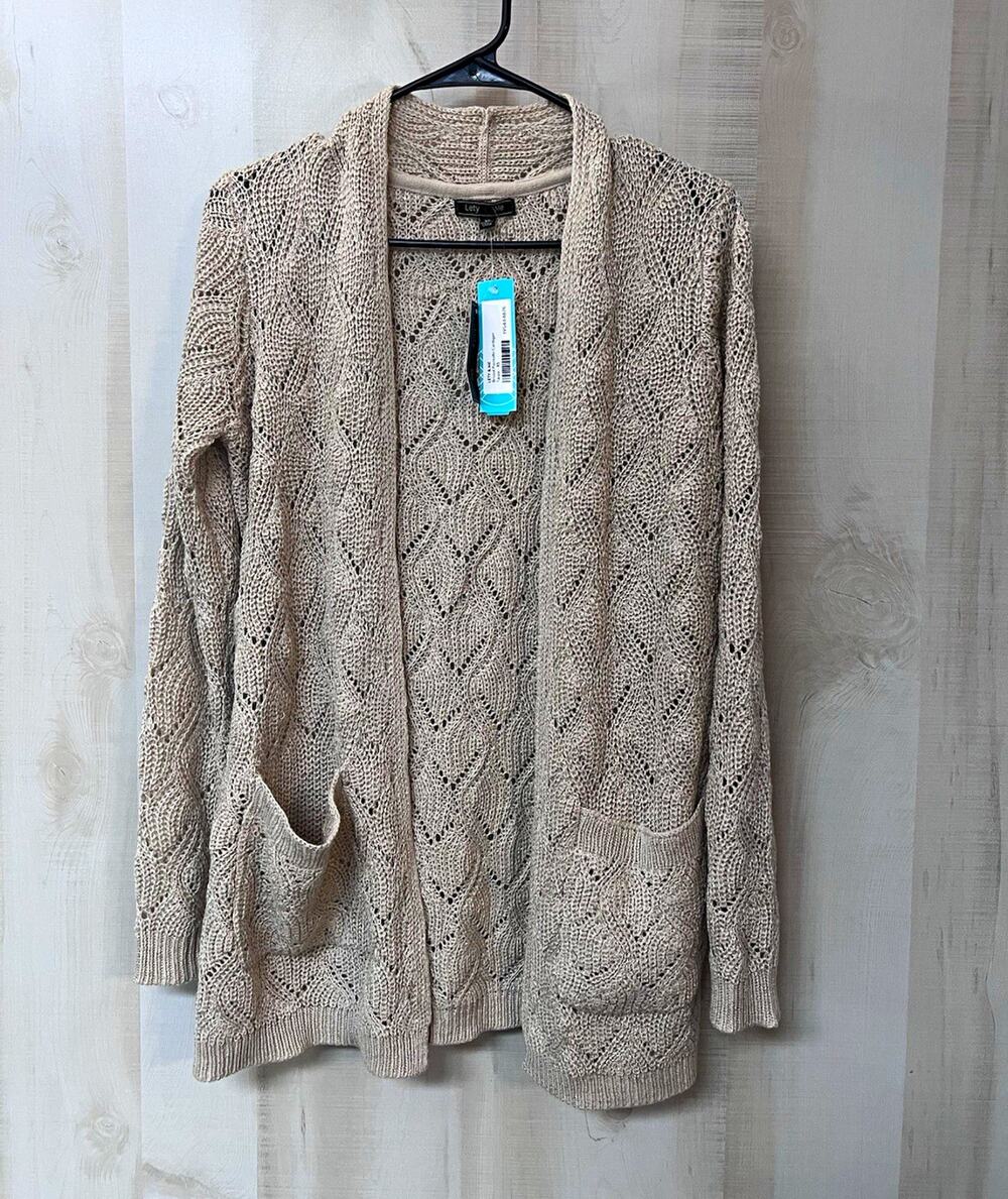 Lety & Me / Stitch Fix Beige Open-Knit Cardigan Sweater XS NWT